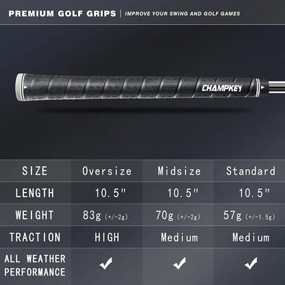 CHAMPKEY WRAP-Y Rubber Golf Grips 13 Pack Come with All Repair Kits - High Feedback and Traction Golf Club Grips
