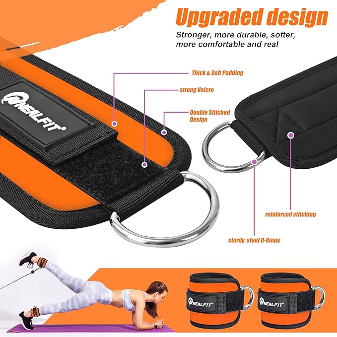 Ankle Strap for Cable Machine, Gym Ankle Cuff for Kickbacks, Leg Extensions, Glute Workouts, Booty Hip Abductors Exercise for Women and Men