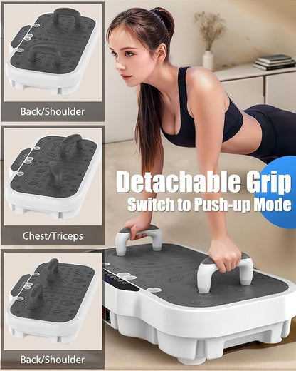 Vibration Plate Exercise Machine, 8000 Vibrations/min Adjustable Fitness Platform, Whole Body Workout Extra Large Size Platform with 400 Lbs Capacity, Bluetooth for Weight Loss, Women & Men