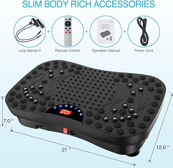 AXV Vibration Plate Exercise Machine Whole Body Workout Portable Mini Vibrate Fitness Platform Lymphatic Drainage Machine for Weight Loss Shaping Toning Wellness Home Gyms Workout (Mini)