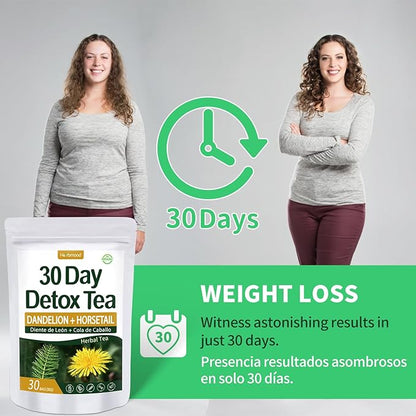 Te de Diente de Leon 30 Day Cleanse Dandelion Tea, Herbmood Natural Herbs Tea Bags para Perder Peso, 30Count (Pack of 2)