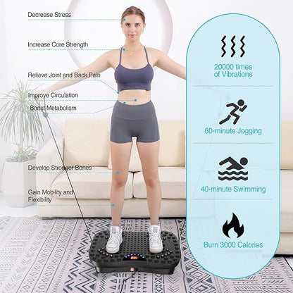 AXV Vibration Plate Exercise Machine Whole Body Workout Portable Mini Vibrate Fitness Platform Lymphatic Drainage Machine for Weight Loss Shaping Toning Wellness Home Gyms Workout (Mini)