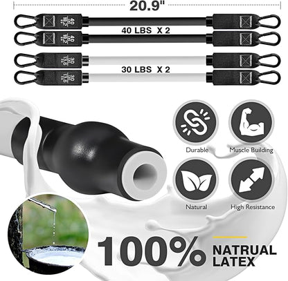Pilates Bar Kit With Resistance Bands, Workout Equipment for Legs, Hip, Waist, Arm, Squats Exercise Equipment for Home Workouts, Adjustable 3-Section Bar Kit for Women & Men