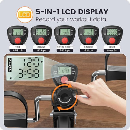Sportneer Portable Under Desk Pedal Exerciser Low Resistance Exercise Bike Folding Indoor Exercise Pedal Machine Bike for Arm & Leg Under Desk Bike Leg Exercisers While Sitting for Home Office