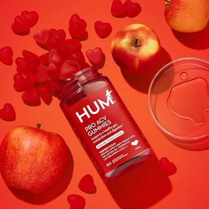HUM Pro ACV Gummies -100% Organic Apple Cider Vinegar with The Mother, Probiotics for Digestive Health & B12 for Metabolism Support (60 Count)