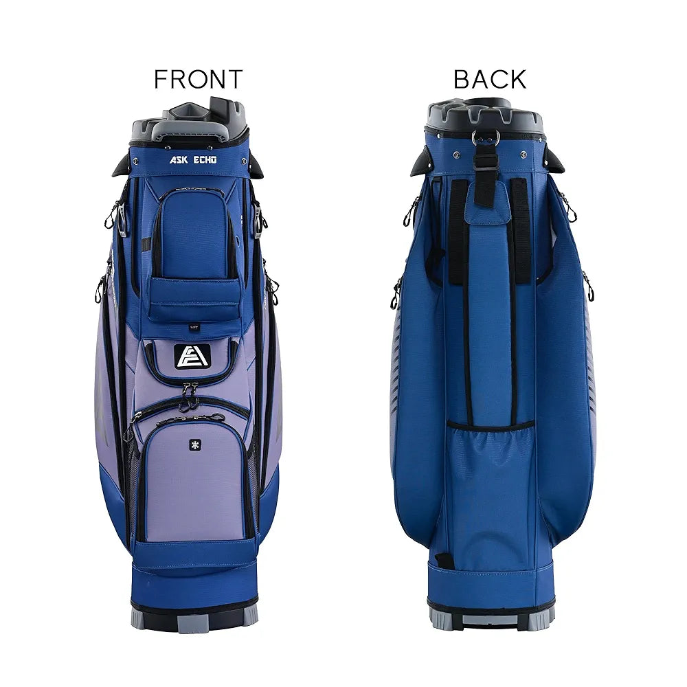 ASK ECHO 2024 T-Lock Golf Cart Bag with 14 Way Organizer Divider Top, Premium Cart Bag with Handles and Rain Cover, for Men