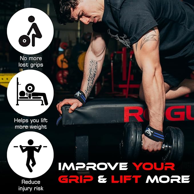 BEAST RAGE Lifting Straps for Weightlifting, Weight Lifting Straps Gym Power Workouts Lifting Wrist Straps Padded Cotton Men Women Support Lifters Deadlift Straps Hard Pull Exercise Straps