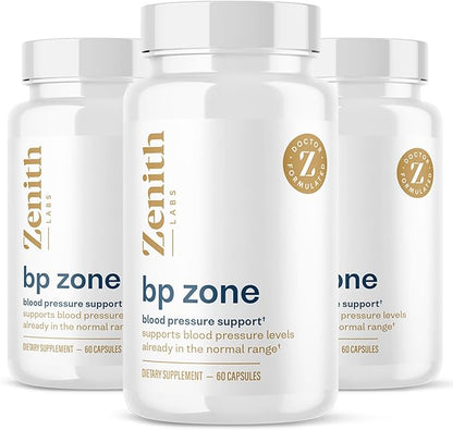 Zenith Labs BP Zone Natural Blood Pressure Supplement Advanced Formula Blood Pressure Capsules - Herbal Extract Pills to Help Lower BP Naturally - Circulatory, Cardiovascular Health Support - 3 Pack