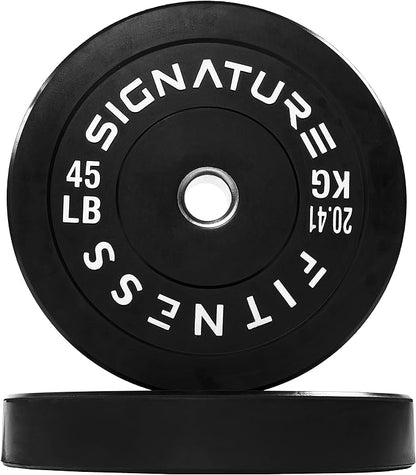 Signature Fitness 2" Olympic Bumper Plate Weight Plates 7FT Olympic