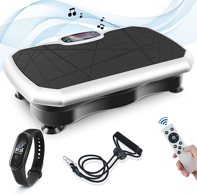 PHOEROS Vibration Plate Exercise Machine - Whole Body Power Shake Vibration Platform w/Loop Bands- Home Fitness Training Gym Workout Equipment for Weight Loss,Shaping,Toning & Wellness, 120 Levels