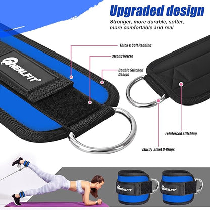 Ankle Strap for Cable Machine, Gym Ankle Cuff for Kickbacks, Leg Extensions, Glute Workouts, Booty Hip Abductors Exercise for Women and Men
