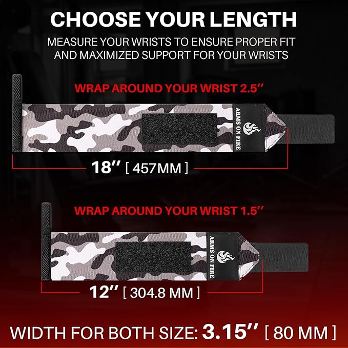 TECEUM Weightlifting 18" & 12" Wrist Wraps with Thumb Loop – Heavy Duty Wrist Workout Braces for Men and Women – Ideal for Powerlifting, Strength Training, Bodybuilding