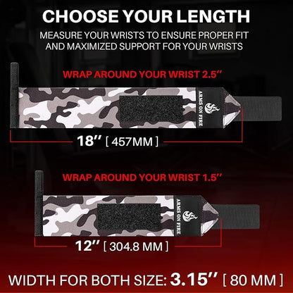 TECEUM Weightlifting 18" & 12" Wrist Wraps with Thumb Loop – Heavy Duty Wrist Workout Braces for Men and Women – Ideal for Powerlifting, Strength Training, Bodybuilding