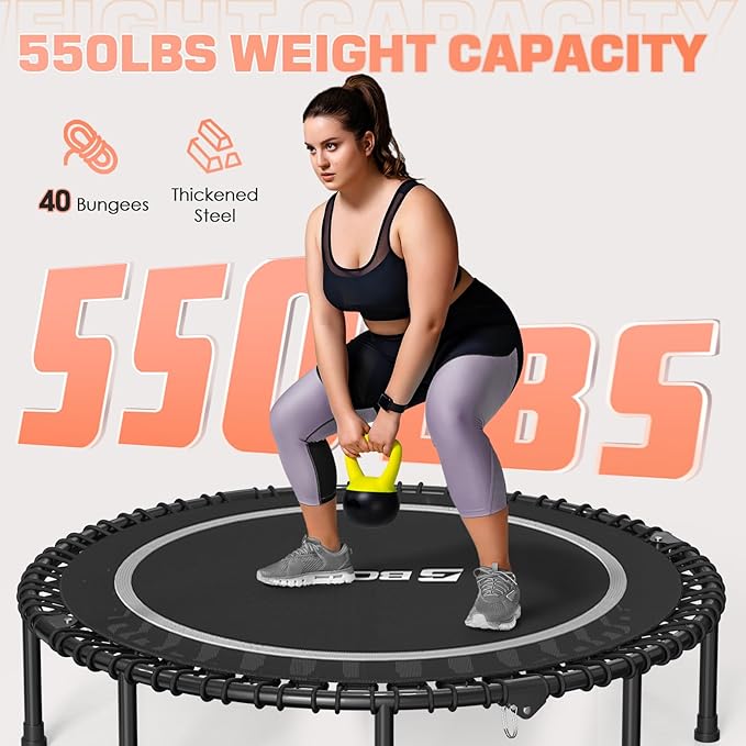 BCAN 450/550 LBS Foldable Mini Trampoline 40"/48"/50" Fitness