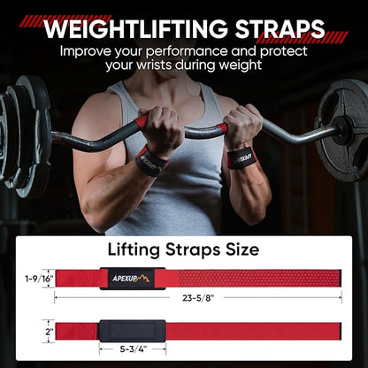 APEXUP Weight Lifting Straps for Weightlifting, Lifting Wrist Straps Gym, Deadlift Straps, Anti Slip Silicone and Neoprene Padded Weightlifting Straps Men Women Powerlifting, Strength Training