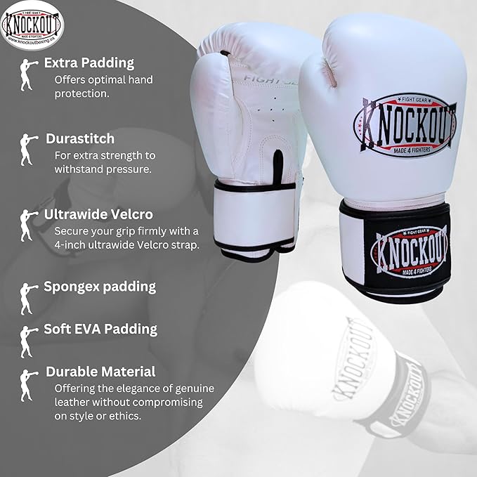 Knockout Gel Boxing Gloves for Men Women - Pro Training Sparring, Maya Hide Leather Muay Thai MMA Kickboxing, Adults-Kids Heavy Bag Workout Gloves for Boxing -Ultra-Wide Wrist Support 10 oz - 16 oz