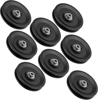 4.5 Inch / 114 MM Universal Nylon Bearing Pulley Wheel Replacement Compatible with Cable Machine Home Gym, Garage Door Pulley System, Weight Machine, Gym Equipment