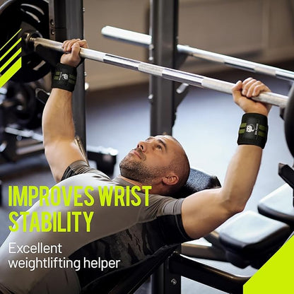Slim Panda Weightlifting Wrist Wraps- Upgraded Wrist Support with Heavy Duty Thumb Loop for Powerlifting, Bodybuilding, and Weight Lifting Men & Women