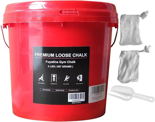 Fuyatina 2LBS Bucket Loose Gym Chalk, Professional Climbing Chalk, Includes 2LBS Premium Chalk Powder 2 Chalk Bags, Multi-Purpose for Rock Climbing Chalk, Gym Chalk, Weight Lifting Chalk and Workouts
