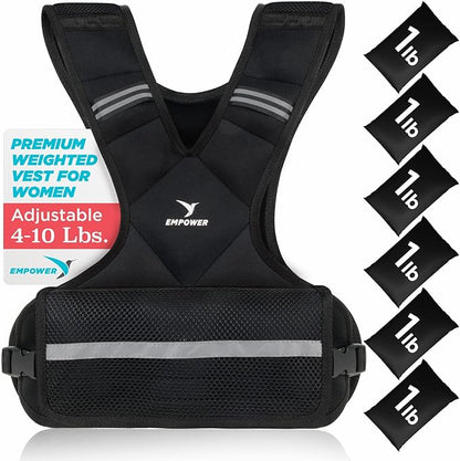 Empower Weighted Walking Vest for Women – Strengthen Muscles, Boost Bone Health, and Burn More Calories (fixed 8lbs, adjustable 4-10lbs or 10-16lbs)