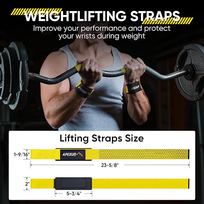 APEXUP Weight Lifting Straps for Weightlifting, Lifting Wrist Straps Gym, Deadlift Straps, Anti Slip Silicone and Neoprene Padded Weightlifting Straps Men Women Powerlifting, Strength Training