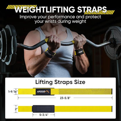 APEXUP Weight Lifting Straps for Weightlifting, Lifting Wrist Straps Gym, Deadlift Straps, Anti Slip Silicone and Neoprene Padded Weightlifting Straps Men Women Powerlifting, Strength Training