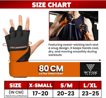 WYOX Gel Boxing Hand Wraps Inner Gloves for Men & Women, 80cm Quick Wrist Straps, Padded Knuckle Protection for Muay Thai Kickboxing, Hand Wraps for Boxing & Martial Arts