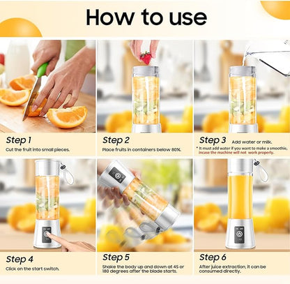 Portable Personal Size Mini Blender - 2025 Upgraded Cordless Blender for Smoothies & Shakes, Type-C Rechargeable, 380Ml Traveling BAP Free Juicer Cup for Sports/Travel/Home, 20000Rpm/Min Speed