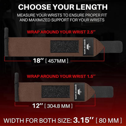 TECEUM Weightlifting 18" & 12" Wrist Wraps with Thumb Loop – Heavy Duty Wrist Workout Braces for Men and Women – Ideal for Powerlifting, Strength Training, Bodybuilding