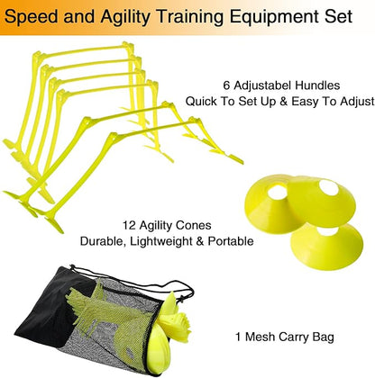 Yaegoo Pro 6 Pcs Adjustable Hurdles and 12 6" 9" 9" 12" 12" for