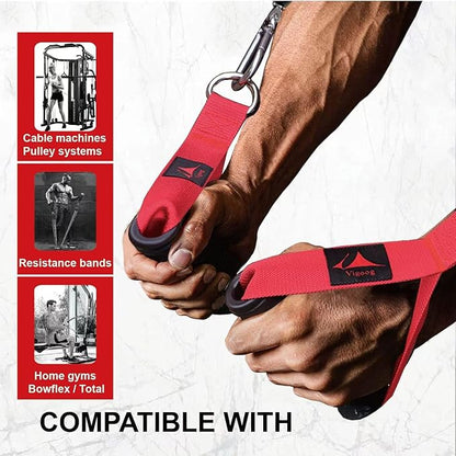 Heavy Duty Gym Exercise Handles Attachment for Cable Machine,Resistance Band,Pulley System Home Fitness Workout Equipment, with Elastic Rubber Grip and 2 Large Carabiners