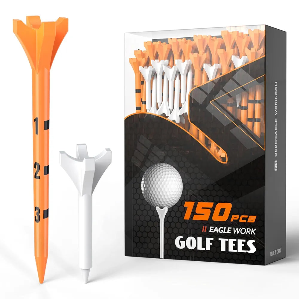 Professional 150 or 100 Pack Plastic Golf Tees , 4-Prongs Head Design to Reduce Friction & Side Spin, The Ultimate Gift for Golfers