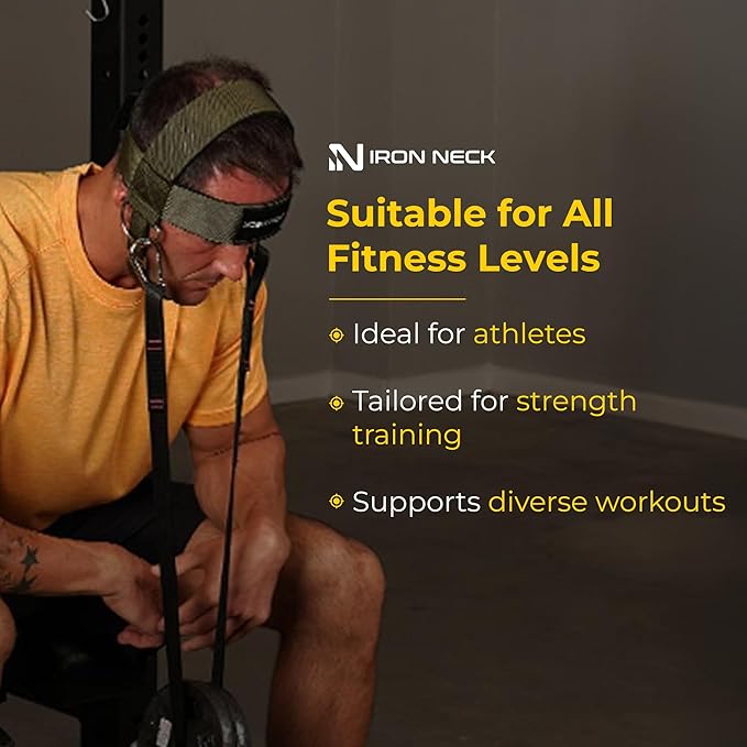 Iron Neck, Versatile Neck Exerciser, Strengthener and Trainer with Adjustable Head and Chin Strap, Portable Head Harness for Weight Lifting, Home and Gym Use
