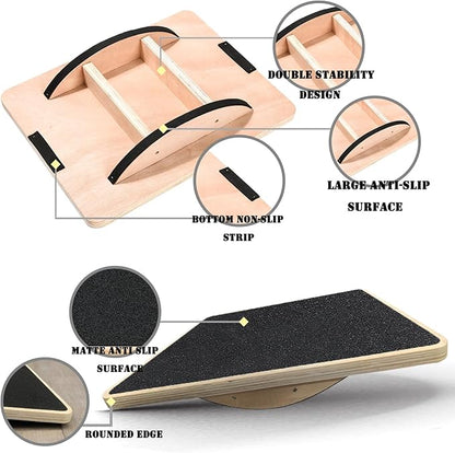 Balance Board Wobble Board Balance Boards for Adults Anti-Slip Wooden Balance Board for Physical Therapy & Core Strength, Ideal Balance Board for Standing Desk with Ankle Support
