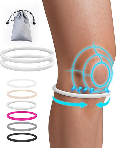 2PCS Patella Band for Knee Pain Relief, Patellar Tendon Support Strap for Tennis, Running, Jumpers, Soccer, Basketball and Hiking, Breathable & Lightweight Patella Stabilizer Knee Strap Brace Support for Women and Men, Comes with Storage Bag (White)