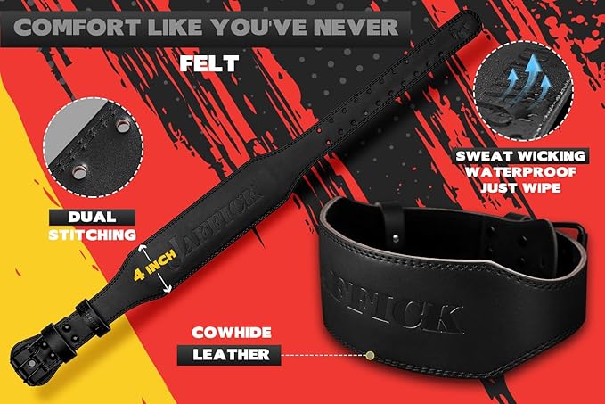 Jaffick Weight lifting Belt for 7MM Leather Pro 4 Inch
