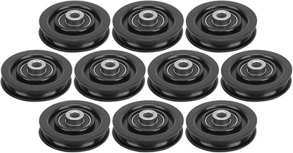 Dilwe 10pcs Nylon Iron Fitness Bearing Pulley,Cable Pulley Wheel,Home Gym Attachments Exercise Strength Training Accessory (90mm)