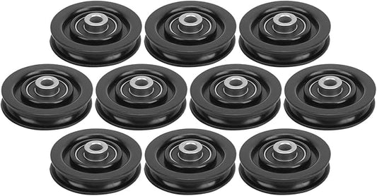 Keenso 10 Pcs/Set 75mm/90mm Nylon Bearing Pulley Wheel Replacement Black for Cable Machine Gym Equipment Exercise Strength Training Accessory