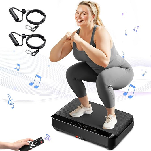 Vibration Plate Exercise Machine with Bluetooth for Lymphatic Drainage – 400lbs Capacity with 9 Preset Modes & 99 Speed Level, Home Gym Equipment for Whole Body Vibrating Workout, Weight Loss & Toning