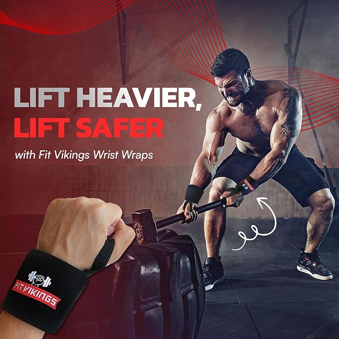 Gym Wrist Wraps for Weightlifting - Professional 18" Wrist Support for Crossfit, Gym, Weight Lifting, Powerlifting - Pull Up Hand Wraps for Strength Training - Weightlifting Accessories