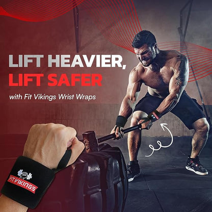Gym Wrist Wraps for Weightlifting - Professional 18" Wrist Support for Crossfit, Gym, Weight Lifting, Powerlifting - Pull Up Hand Wraps for Strength Training - Weightlifting Accessories