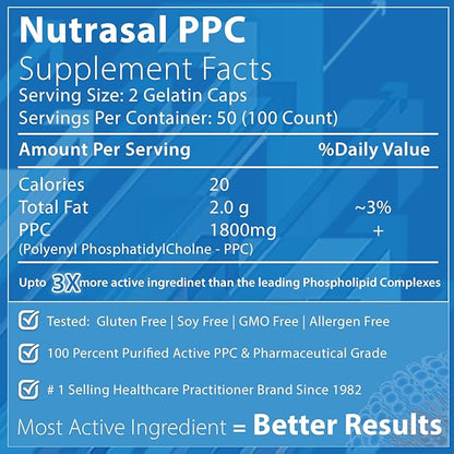 PhosChol PPC Polyenyl PhosphatidylCholine Choline Supplement 900mg 100 Gelatin Capsules