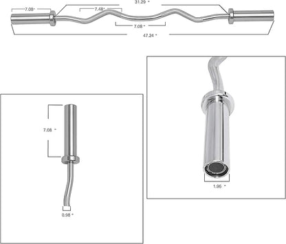Signature Fitness Olympic Super Curl Barbell Curl Bar