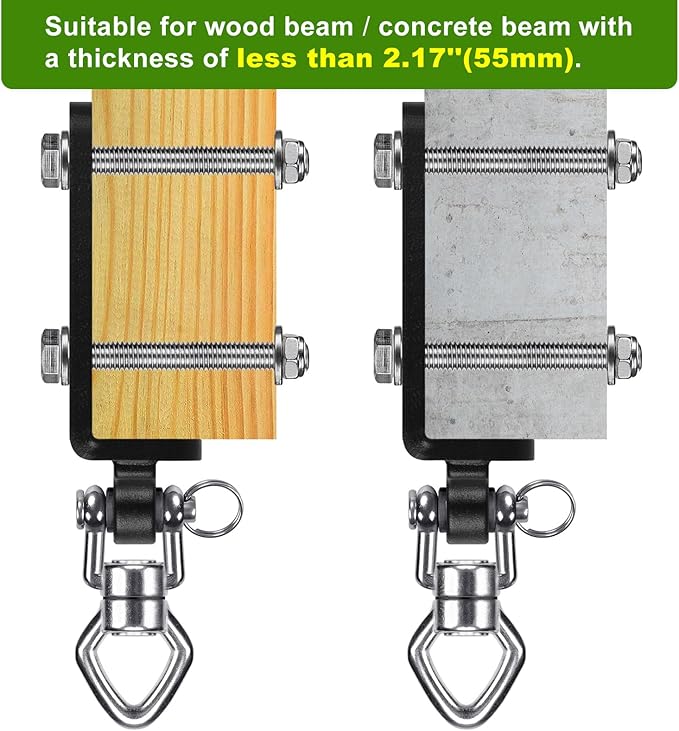 SELEWARE Punching Bag Hanger with Bearings Heavy Bag Beam Mount Hardware 360° Swivel Boxing Bag Hanger I Beam Heavy Bag Hanger Beam Mount Hooks for Hanging Heavy Punching Bag Sandbag 1000 LB Capacity