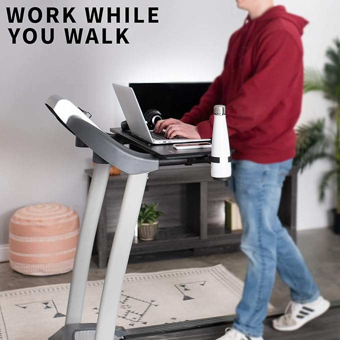 VIVO Universal Treadmill Desk with Phone Slot and Cup Holder, Ergonomic Platform for Notebooks, Tablets, Laptops, and More, Fits Treadmill Handlebars up to 31 inches, STAND-TDML2A