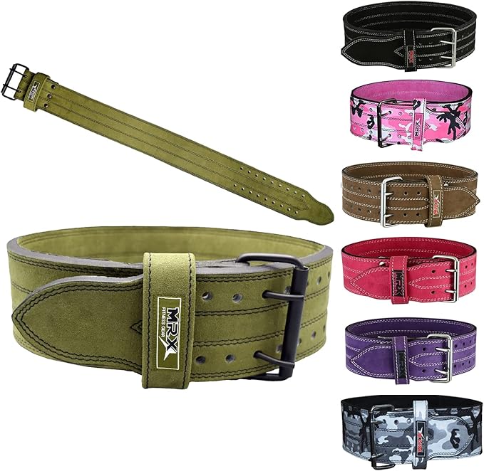 MRX Powerlifting Leather Belt 4" Wide 10mm Thickness 2 Prong