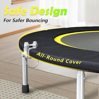SkyBound Boogie Bounce Elite Foldable Mini Trampoline Fitness Rebounder with Adjustable T-Bar Handle - Exercise Trampoline for Adult - Fitness Trampoline for Workout Trainer