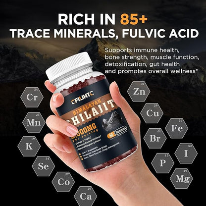 Shilajit Gummies 2000mg - Shilajit Pure Himalayan Organic for Men & Women 85+ Trace Minerals Shilajit Resin with Ashwagandha, Maca, Black Seed Oil - Energy, Brain, Immunity, Sugar Free Raspberry 60ct