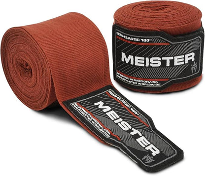 Meister Adult 180" Semi-Elastic Hand Wraps for MMA & Boxing (Pair)