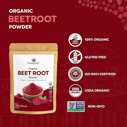 100% Pure & Natural Superfood Supplement, Rich in Nitrates, Antioxidant & Essential Nutrients, Boosts Energy & Supports Heart Health, Non-GMO & Vegan-Friendly (Organic Beetroot Powder)